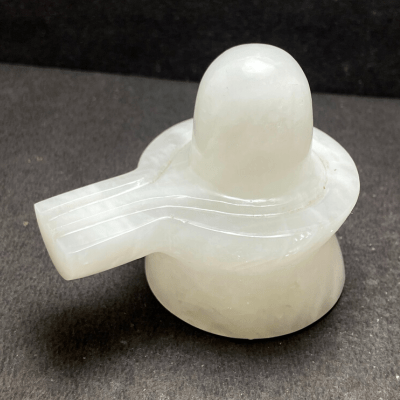 White Agate Stone Shivling - 230 gm - Himalaya Rudraksha Anusandhan Kendra