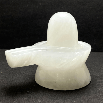 White Agate Stone Shivling - 230 gm - Himalaya Rudraksha Anusandhan Kendra