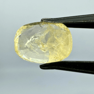 Yellow Sapphire (Pukhraj - 5.65 cts) - Ceylonese - Himalaya Rudraksha Anusandhan Kendra