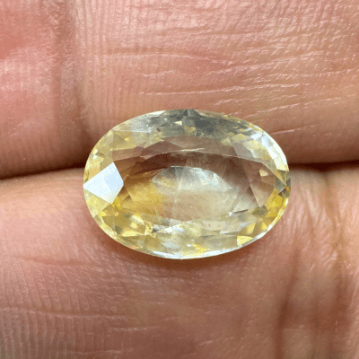 Yellow Sapphire (Pukhraj - 5.90 cts) - Ceylonese (Super Premium) - Himalaya Rudraksha Anusandhan Kendra