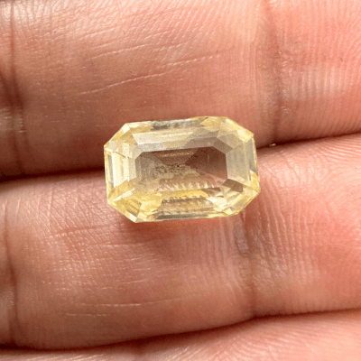 Yellow Sapphire (Pukhraj - 6.35 cts) - Ceylonese (Premium Range) - Himalaya Rudraksha Anusandhan Kendra