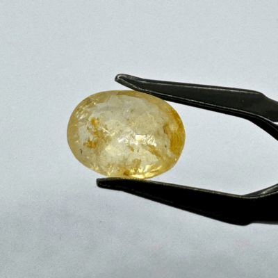 Yellow Sapphire (Pukhraj - 6.45 cts) - Ceylonese - Himalaya Rudraksha Anusandhan Kendra