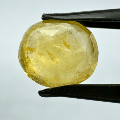 Yellow Sapphire (Pukhraj - 6.70 cts) - Ceylonese - Himalaya Rudraksha Anusandhan Kendra