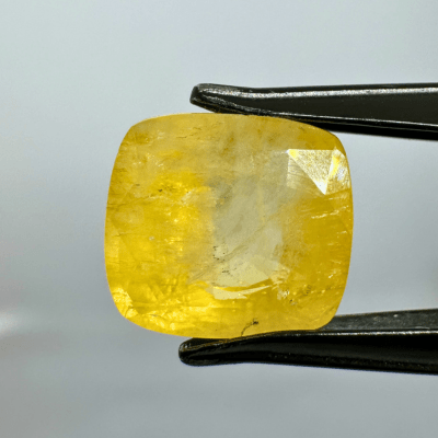 Yellow Sapphire (Pukhraj - 7.50 cts) - Ceylonese - Himalaya Rudraksha Anusandhan Kendra
