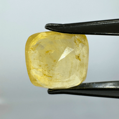 Yellow Sapphire (Pukhraj - 7.50 cts) - Ceylonese - Himalaya Rudraksha Anusandhan Kendra