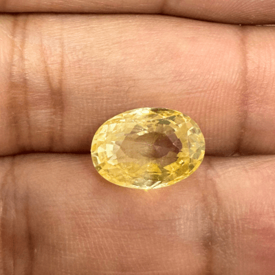 Yellow Sapphire (Pukhraj - 7.70 cts) - Ceylonese (Super Premium) - Himalaya Rudraksha Anusandhan Kendra