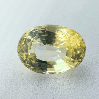 Yellow Sapphire (Pukhraj - 7.90 cts) - Ceylonese (Super Premium) - Himalaya Rudraksha Anusandhan Kendra
