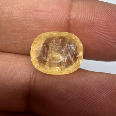 Yellow Sapphire (Pukhraj - 8.75 cts) - Ceylonese - Himalaya Rudraksha Anusandhan Kendra