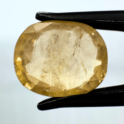 Yellow Sapphire (Pukhraj - 8.75 cts) - Ceylonese - Himalaya Rudraksha Anusandhan Kendra