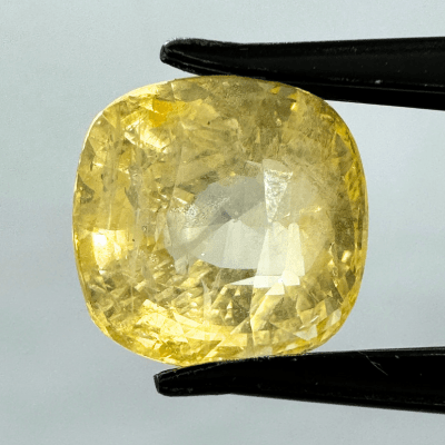 Yellow Sapphire (Pukhraj - 9.72 cts) - Ceylonese - Himalaya Rudraksha Anusandhan Kendra