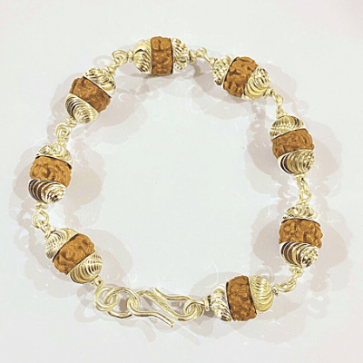 5 Face Rudraksh Bracelet In Silver (big beads) - Himalaya Rudraksha Anusandhan Kendra