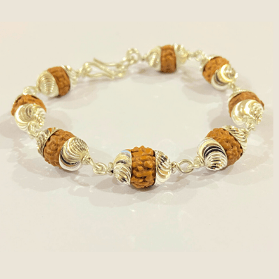 5 Face Rudraksh Bracelet In Silver (big beads) - Himalaya Rudraksha Anusandhan Kendra