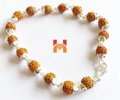 5 Face Rudraksha Bracelet In Silver (small beads) - Himalaya Rudraksha Anusandhan Kendra