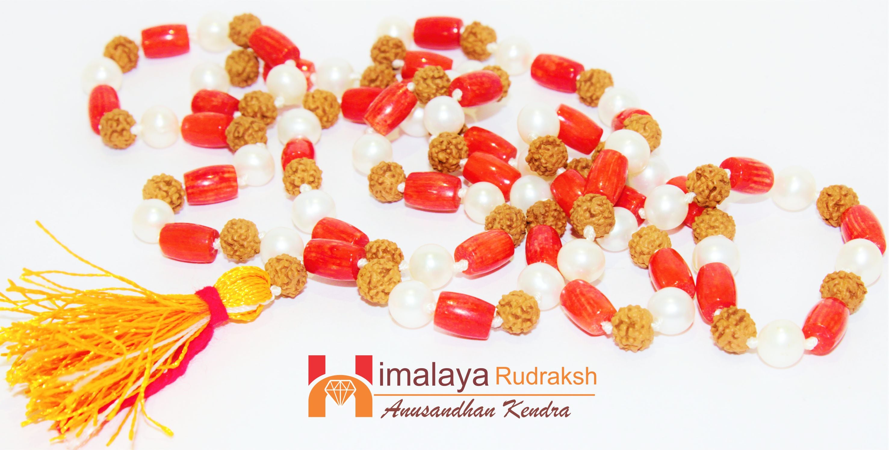 Pearl Rudraksha Coral Mala - himalaya rudraksha anusandhan kendra