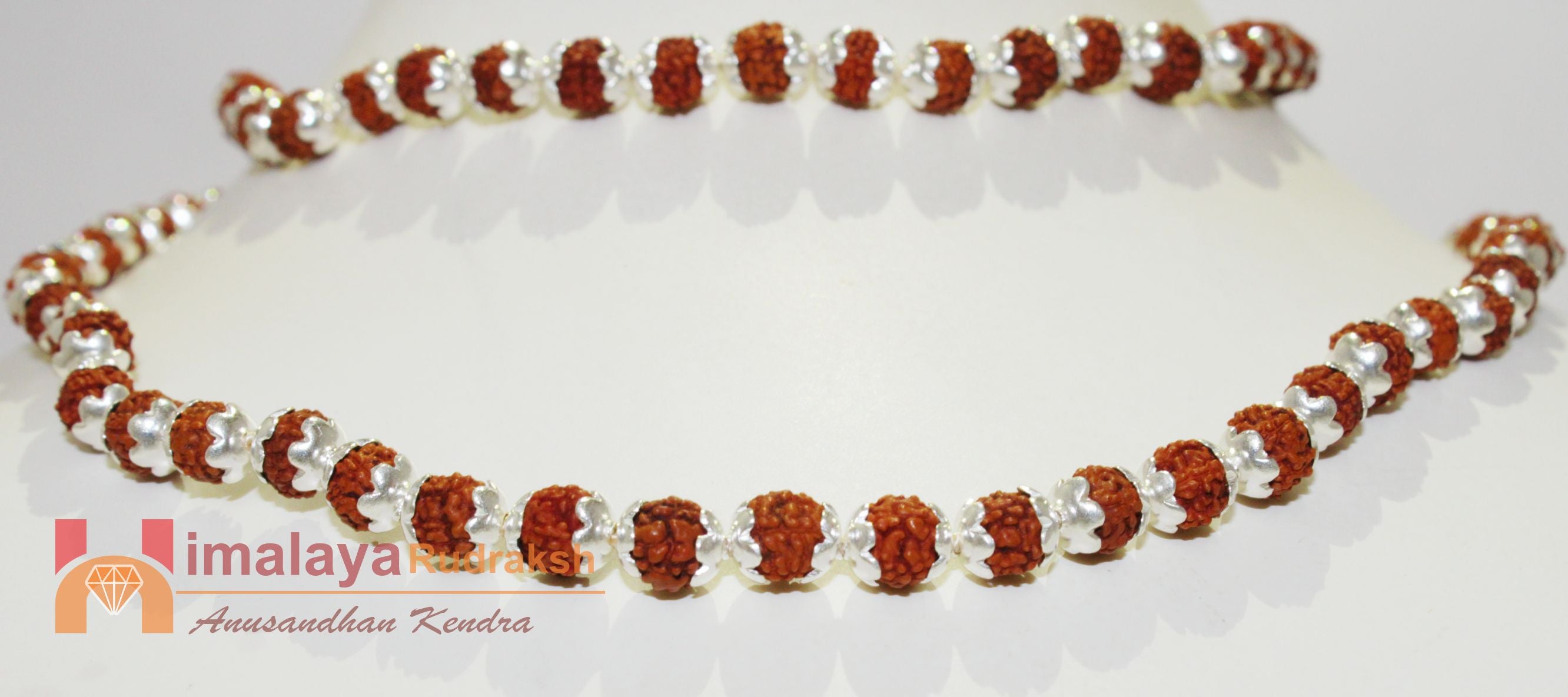 5 Mukhi Rudraksha Mala In Silver - himalaya rudraksha anusandhan kendra