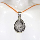 Black Rutile Stone Silver Pendant (Pear Shape) - Himalaya Rudraksha Anusandhan Kendra