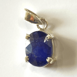 Blue Sapphire Silver Pendant - Himalaya Rudraksha Anusandhan Kendra