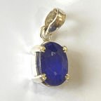 Blue Sapphire Silver Pendant - Himalaya Rudraksha Anusandhan Kendra