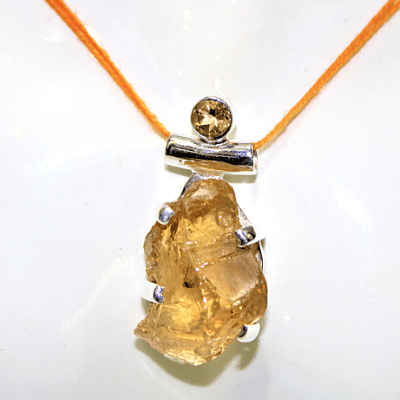 Citrine Rough Silver Pendant - Himalaya Rudraksha Anusandhan Kendra