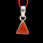 Coral Silver Pendant (Triangular shape) - Himalaya Rudraksha Anusandhan Kendra