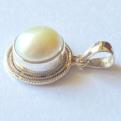 Designer Pearl Silver Pendant - Himalaya Rudraksha Anusandhan Kendra