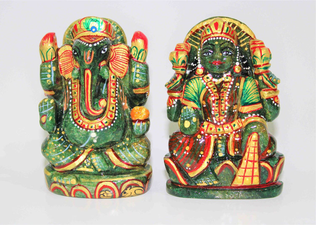 Green Jade Lakshmi Ganesh (365 gm) - Himalaya Rudraksha Anusandhan Kendra