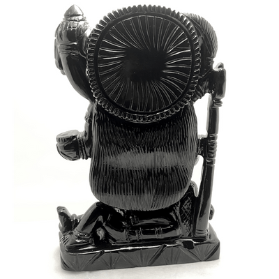 MAA DURGA CARVED ON BLACK AGATE STONE - Himalaya Rudraksha Anusandhan Kendra