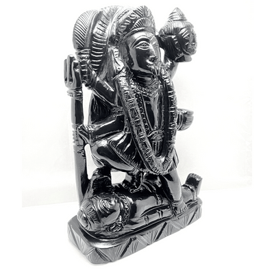 MAA DURGA CARVED ON BLACK AGATE STONE - Himalaya Rudraksha Anusandhan Kendra