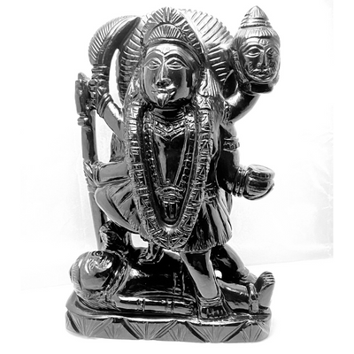 MAA DURGA CARVED ON BLACK AGATE STONE - Himalaya Rudraksha Anusandhan Kendra