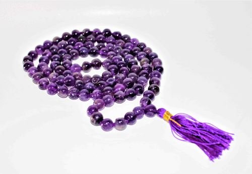 Natural Amethyst Mala (108 + 1 Beads) - Himalaya Rudraksha Anusandhan Kendra