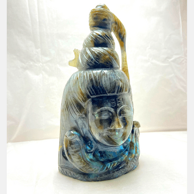 Natural Labrodorite Stone Shiva - Himalaya Rudraksha Anusandhan Kendra