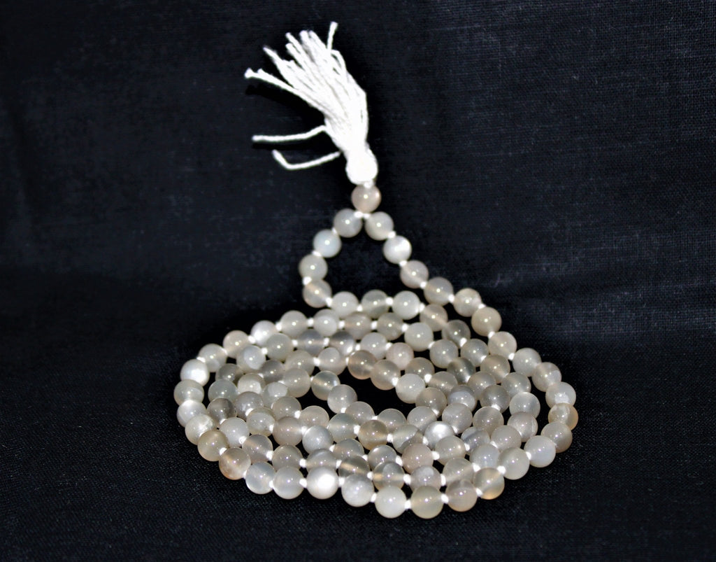Natural Moonstone Mala - Himalaya Rudraksha Anusandhan Kendra