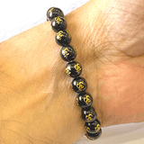 Om Carved Black Akik Bracelet - Himalaya Rudraksha Anusandhan Kendra