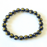 Om Carved Black Akik Bracelet - Himalaya Rudraksha Anusandhan Kendra