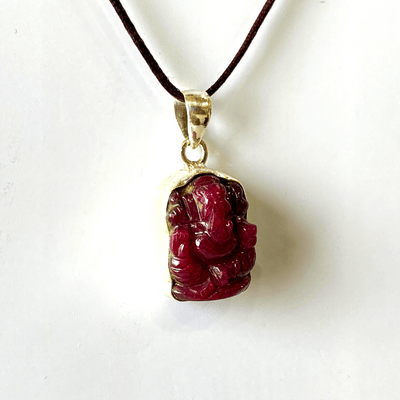 Ruby Ganesh Silver Pendant - Himalaya Rudraksha Anusandhan Kendra