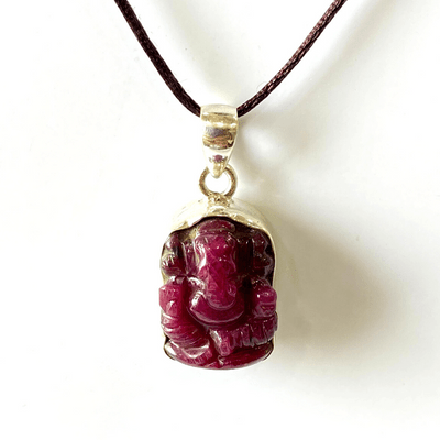 Ruby Ganesh Silver Pendant - Himalaya Rudraksha Anusandhan Kendra