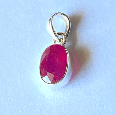 Ruby Silver Pendant - Himalaya Rudraksha Anusandhan Kendra