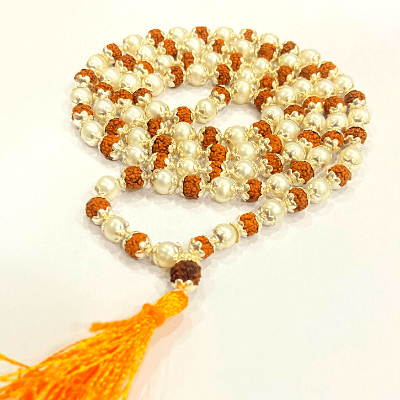 Rudraksha Pearl Mala In Silver (108+1 beads) - Himalaya Rudraksha Anusandhan Kendra