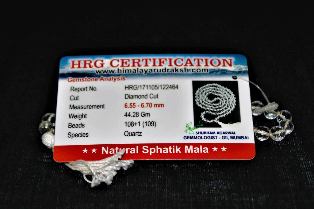Sphatik(quartz) Mala - diamond cut - Himalaya Rudraksha Anusandhan Kendra