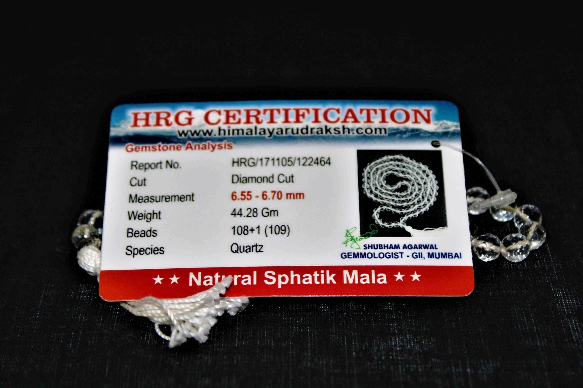 Sphatik(quartz) Mala - diamond cut - Himalaya Rudraksha Anusandhan Kendra