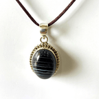 Sulemani Akik Silver Pendant - Himalaya Rudraksha Anusandhan Kendra