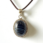 Sulemani Akik Silver Pendant - Himalaya Rudraksha Anusandhan Kendra