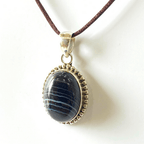 Sulemani Akik Silver Pendant - Himalaya Rudraksha Anusandhan Kendra