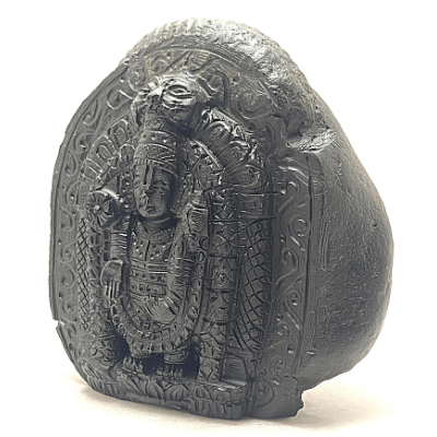 Tirupati Balaji Carved Shaligram (574 gms) - Himalaya Rudraksha Anusandhan Kendra