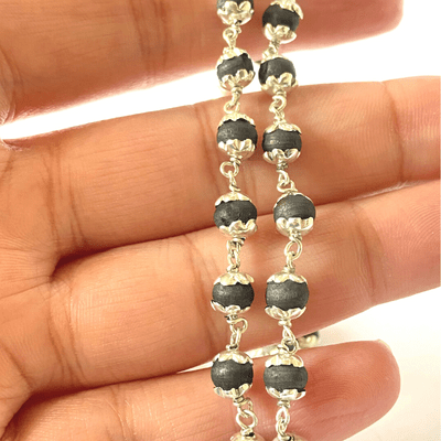 Tulsi Mala with Silver capping - Black - Himalaya Rudraksha Anusandhan Kendra