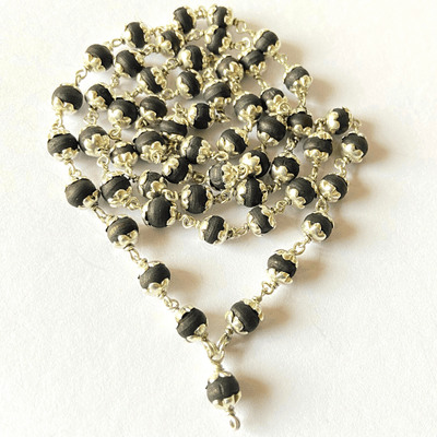 Tulsi Mala with Silver capping - Black - Himalaya Rudraksha Anusandhan Kendra