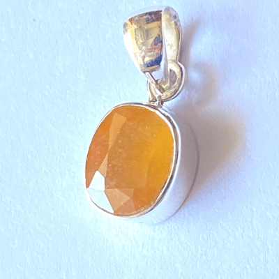 Yellow Sapphire Silver Pendant - Himalaya Rudraksha Anusandhan Kendra